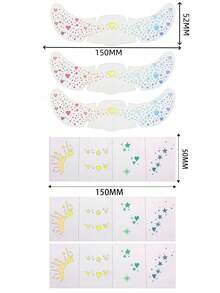 6 Blatt Glitzer Sommersprossen Gesichts-Tattoo mit Herzen, Sternen, Punkten, wasserfeste Regenbogen-Glitzer Sommersprossen, holografischer Glitzer temporärer Tattoo Aufkleber für Musikfestivals, Dates, Proms, Partys, Make-up Accessoires