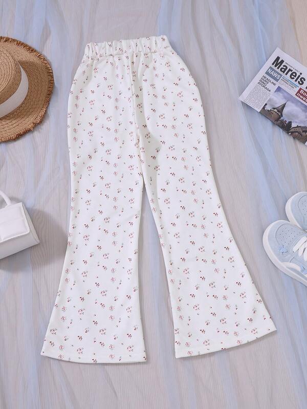 Pantalon évasé à fleurs Ditsy décontracté pour préadolescentes