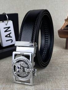 1 pièce Boucle de ceinture automatique avec tête de loup en argent décorée de strass noirs, convient pour les fêtes, l'été, l'automne, Halloween, l'automne/hiver, adapté aux adolescents, aux jeunes hommes, pour un usage casual, extérieur, sportif, en vacances, comme cadeau de remise de diplôme, d'anniversaire, pour un port quotidien