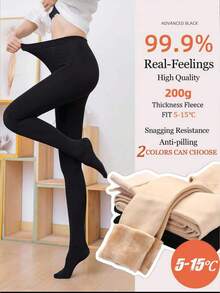 Solid Color Warm Tights, Sexy Slim Fit Thermal Tights, Comfortable - Multicolor - View 2