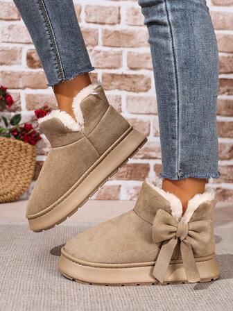 2025 Outdoor Fashion Bow Decor Thick Sole Warm Snow Boots