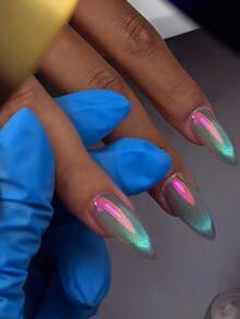 2 Pcs/Set Chrome Nail Powder - Holographic Donut Effect Pigment, For Professional Nail Art And Resin Crafts, Durable And Easy To Use, Ideal For DIY Nails, Jewelry, And Creative Crafts - Multicolor - View 3