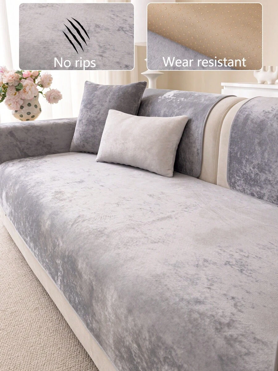1 pièce Housse de coussin de canapé épaisse et chaude en peluche pour l'automne/l'hiver, housse de siège de canapé moderne minimaliste antidérapante, décoration de chambre, housse de canapé lavable en machine et à la main, décoration de chambre fraîche et à la mode, douce, ne se décolore pas, ne s'effiloche pas, housse de protection pour animaux de compagnie, housse de canapé d'angle réglable convenant pour la chambre, le bureau, le salon, les meubles combinés, le canapé en L et les housses de canapé 1234 places