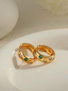 Set di 4 orecchini a perno in lega di rame di stile retrò francese minimalista, con zirconia cubica colorata e perle finte a forma di stella, design di lusso alla moda, adatto per uso quotidiano e per occasioni festive delle donne