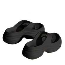 2025 New Thick-Soled Height-Increasing Women's Flip-Flops Summer Outdoor Beach EVA Non-Slip Platform Soft Sole Slippers For Women - 黑色 - 查看 7