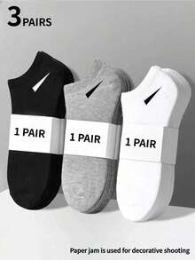 1/10/12/20/30 pares Calcetines de tobillo unisex de talla grande de color negro, blanco, gris a juego con todo, de diseño minimalista y transpirables para uso diario