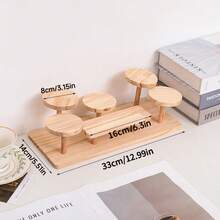 1pc Multi-Layer Solid Wood Desktop Storage Rack, Cosmetics And Perfume Display Rack, Succulent Storage Rack - Apricot - View 17