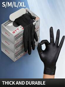 100 Black Nitrile Disposable Gloves, Household Cleaning Gloves, Suitable For Kitchen Cleaning, Bathroom, Room Decor, Kitchenware, Bathroom Accessories, Shoe Racks, Tattoos, Hair Dyeing, Storage Shelves, Pet Care, Beauty Salons, Cleaning Supplies, Household Tools, Powder-Free, Durable, Valentine's Day Wedding Room Decorations, Christmas, Latex-Free. - Multicolor - View 10