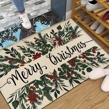 Felpudo con tema navideño, de poliéster, alfombra decorativa para el piso adecuada para la entrada del hogar, sala de estar, dormitorio y cocina