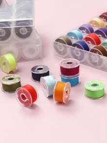 25pcs Sewing Machine Thread, Assorted Color Spool Bobbin Thread, Hand Sewing Thread For Clothes, Sewing Machine Bobbin Thread, Mini Easy, Handheld Punching Thread, Pre-Wound Bobbins, DIY Embroidery Thread, Sewing Machine Thread, Bobbin Thread, Hand Sewing Thread For Clothes, Shuttle Core Box Thread - Suitable For Household Sewing Machines - Multicolor - View 6