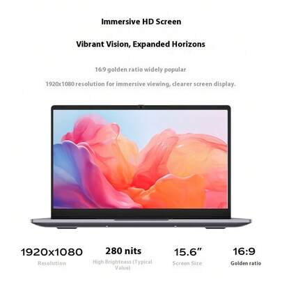 Lenovo 联想 Ideapad P15H N100 笔记本电脑，15.6 英寸轻薄笔记本电脑，8GB RAM，256GB SSD，办公笔记本电脑，银灰色