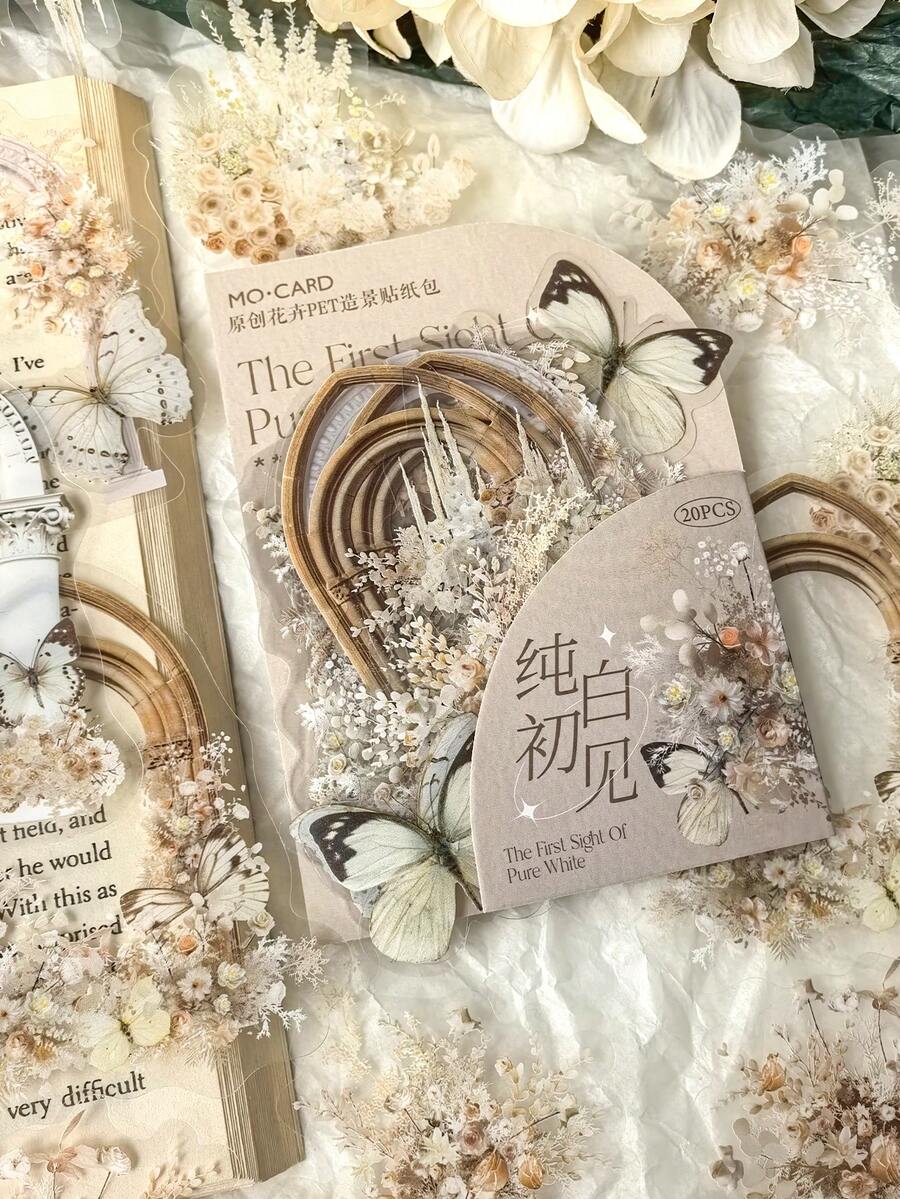 20张/包 派对及婚礼DIY装饰 蝴蝶花卉拱门贴纸 剪贴簿用品 剪贴簿文具 - 均碼 - 查看 1