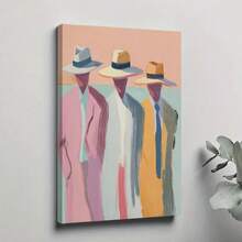 1PC Three Men Wearing Wide-Brimmed Hats (Light Colors)12X16inch And 16x24inch Framed , Classic Wooden Frame, Suitable For Living Room, Bedroom, Bathroom And Other Decorations, Perfect Gifts For Christmas, Halloween And Thanksgiving