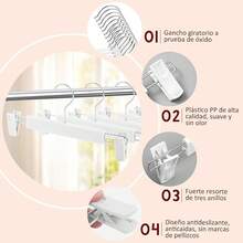 20 Perchas,Gancho Negro con Pinzas, Ganchos para Pantalones 360 °     y Diseño Antideslizante, Resistentes para Pantalones, Faldas y Ropa Pesada, Ideales para Clóset en Casa (Negro) - Blanco - Ver 2