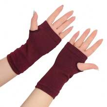 Solid Fingerless Gloves - Black - View 6