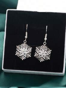 1 par de pendientes únicos de copo de nieve navideño, diseño delicado y de moda, adecuados para uso diario