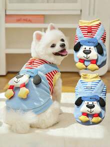 2025年新款秋冬宠物服装，适合猫咪、小型犬或大型犬，宠物毛绒背心，可爱娃娃泰迪比熊宠物外套，带3D卡通图案宠物卫衣，是送给猫狗爱好者、周年纪念日、圣诞节的完美礼物 - 彩色 - 查看 3