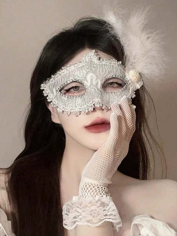 1Pc Women Sexy Lace Mask, Sexy Decorative Mask For Adult Party, Masquerade, Halloween, Suitable For Costume Party, Makeup Ball, Performance Use Valentine's Day Valentines