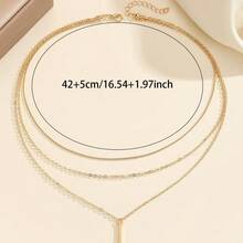 1pc Women's Fashionable Simple Square Multi-Layer Necklace - 彩色 - 查看 4