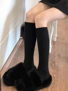 1/3 أزواج جوارب طويلة للركبة للنساء، للربيع/الخريف، جوارب للساق للسيدات، تنفس وعدم الانزلاق، مخسس، جوارب متوسطة الطول، أحادية اللون