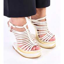 Pink Long Heeled Sandals With Cutouts Eliza - Beige - View 3