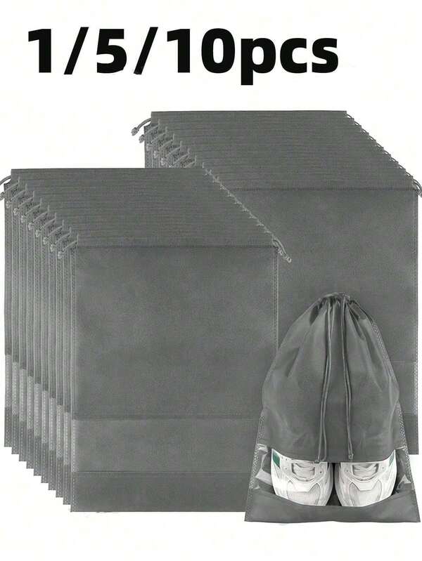 1/5/10pcs Shoes Storage Bag, Portable Travel Shoe Packaging Bag, Non-Woven Travel Bag Set,Waterproof Shoe Bag, Drawstring Shoe Bag Organizer,For Sneaker, Gym Shoes , Slippers, Running Shoes ,Shoe Storage Bag ,Shoe Organizer Travel Essentials Travel Organizer For Beach Summer Vacation Back To School School Bag