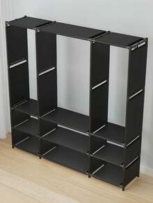 1件便携式衣柜，多功能时尚衣柜，防尘，独立展示，落地组装收纳架，储物柜，卧室客厅家居，节日礼物，圣诞礼物，儿童礼物 - 彩色 - 查看 3