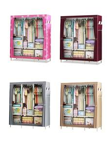 1 件便携式衣柜，多功能时尚衣柜，防尘，独立式衣架带窗帘，卧室、客厅、家居、节日和圣诞节礼物、儿童礼物的储物柜