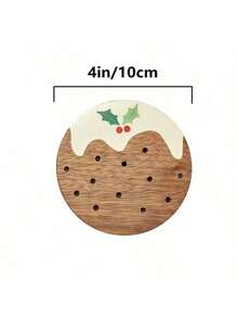 6 Pack Weihnachtspudding Holz Untersetzer, Holz Untersetzer für Zuhause, Büro, Café, Teeraum Dekoration, Tischdekoration, Restaurant Dekoration, Geschenk