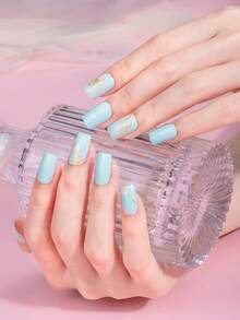 半固化凝胶指甲贴，果冻米色，16 片凝胶指甲贴，贴纸，需要紫外线照射，沙龙品质，持久