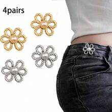 2/3/4/5/6/10 对裤腰收紧器，可调节腰带扣套装，用于牛仔裤的额外纽扣，用于裤子、牛仔裤、袖子的纽扣调节器（银色）可调节金属纽扣别针，用于牛仔裤和服装，时尚女孩的配饰