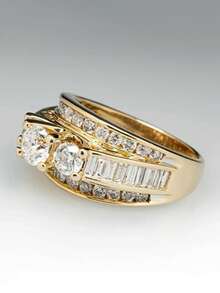 1pc Fashionable Cubic Zirconia Ring, Gift For Women, Wedding Party Jewelry - Yellow Gold - View 4