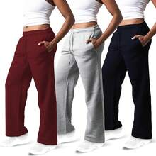 3 Pack Women's Wide Leg Sweatpants Workout And Yoga (Plus Sizes Available) ZQZF - Black / Med. Heather Grey / Burgundy - View 1