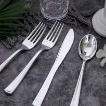150/75/50/25/20/10/2 pièces Set de cuillère/fourchette/couteau réutilisables en argent pour gâteau/salade, convient pour les fêtes, l'extérieur, les rassemblements familiaux, les mariages, les festivals, les ustensiles pour gâteaux et salades, les restaurants, la cuisine