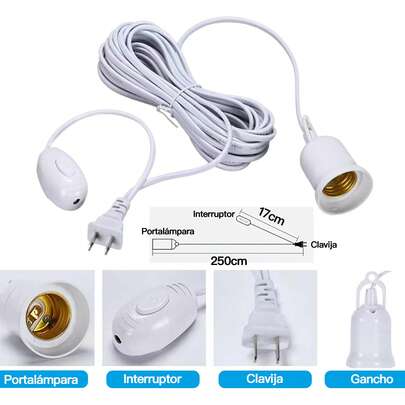 Extensión Con Socket Para Foco 2.5 Metros(no contenido focos)