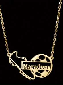 Collar con colgante personalizado de jugador de fútbol, accesorio de moda deportiva de acero inoxidable para mujeres, adecuado para ocasiones diarias y deportivas, con grabado en inglés con tema de fútbol