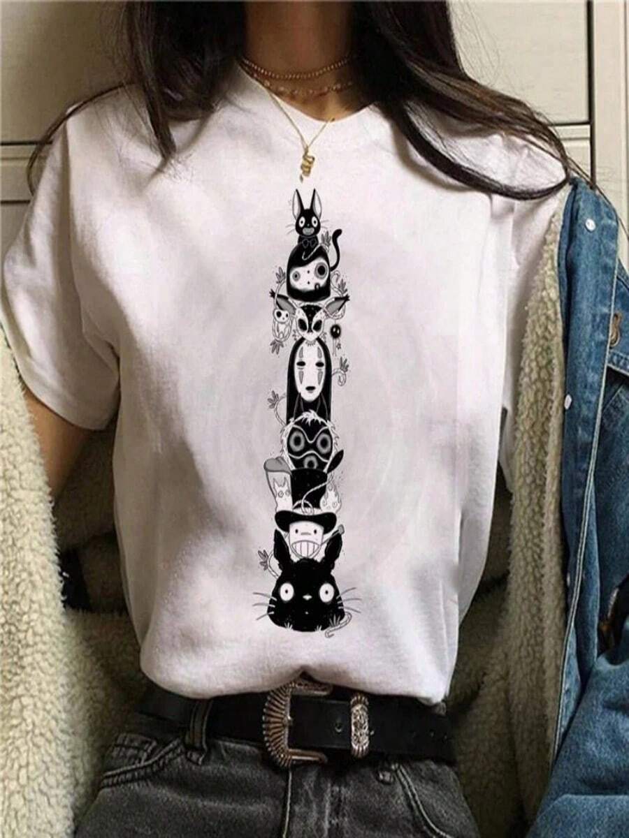 2025 Champion Tank Davis All Match American Fashion Brand Printed Men's And Women's Loose Summer Loose Short Sleeve T Shirt - 白色 - 查看 1