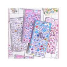 3D Cute Stickers, Reusable Cartoon Scene Stickers, Fun DIY Scrapbooking Planner Journal Notebook Laptop Phone Case Stickers, Adult Hollow Embossed Style