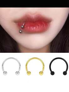 5pcs Stainless Steel Cute Septum Nose Hoop Rings Cartilage Horseshoe Earrings For Women Men Belly Lip Body Piercing Jewelry