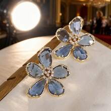 JOJELOO Bông tai hoa pha lê ngoại cỡ, Phong cách thời trang, Bông tai của người nổi tiếng trên mạng, Bông tai cá nhân hóa dành cho nữ, Thời trang mới, Bông tai bán chạy nhất trên mạng, Bông tai cá nhân hóa cho nữ, Quà tặng Ngày Valentine, Quà tặng Ngày của Mẹ - Màu xanh lam - Xem 7