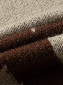 Maglione casual da uomo con colletto polo e motivo a lettera, nuova collezione primavera, top a maniche lunghe - Cachi - Visualizzare 3