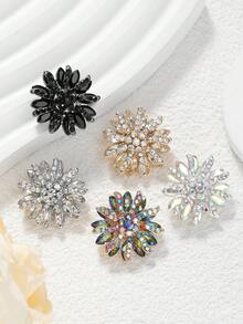 3 Stücke glänzende doppelschichtige Strass-Blumen Metallknöpfe, geeignet für Pullover, Mäntel, Jacken, Strickjacken, Anzüge, Kleider als dekorative Knöpfe