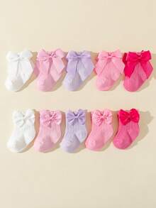 5 Pairs Cute Bow Bubble Mouth Princess Socks, Suitable For Birthday, Festivals, First Birthday Gifts - Multicolor - View 4