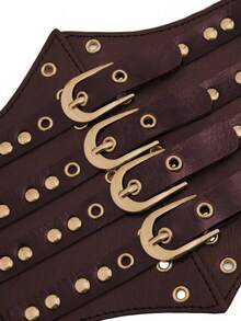 1pc Women's Brown Street Style Wrap Waist Elastic Waist Cincher, Suitable For Halloween Party, Gathering Or Daily Commute Outfit