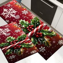 Felpudo con tema navideño, de poliéster, alfombra decorativa para el piso adecuada para la entrada del hogar, sala de estar, dormitorio y cocina