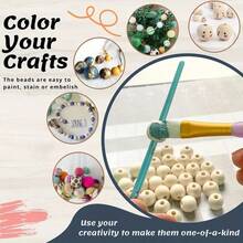 20/35/100 Stücke unfertige runde Holzperlen, Holz Abstandsperlen für Basteleien, Dekorationen und DIY Projekte - Holzfarbe 100St - Übersicht 7