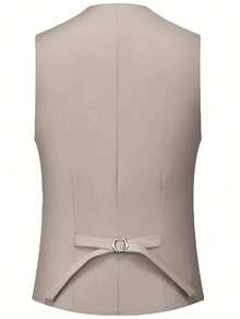 Men's Suit Elegant Men's Three-Piece Suit, Suitable As A Wedding Suit Or Business Suit. It Includes A Shawl Collar Suit Jacket, A Waistcoat And Matching Trousers, Featuring A Business Casual Style With A Solid Color, Simple And Sophisticated Design. Ideal For Occasions Such As Daily Casual Wear, Holiday Events, Business Settings, Weddings, Dances, And Commuting To Work, It Also Makes An Excellent Gift For Boyfriends Or Husbands. - 米色 - 查看 6