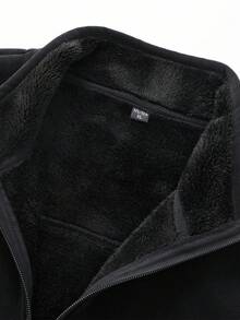 男士保暖内衬拉链背心，无袖户外休闲冬季背心，带拉链口袋，适合徒步、露营、街头穿搭叠穿，黑色 - 黑色 - 查看 8