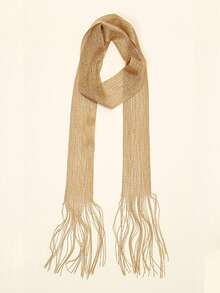 1 Stück schwarzer Schal, Halloween Kostüme, Schal, Goth, Damen Fransen Schal mit schimmerndem Metallic, vielseitiger Modeschal, perfekt für alle Jahreszeiten, Party, Abendmode, langer Schal, ideales Accessoire, hochwertige Damen Schal Gestaltung