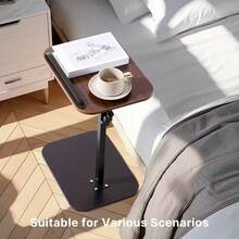 1pc Portable Adjustable Side Table/Laptop Table, 360° Rotation, Suitable For Home Office, Study, Sofa And Bedside Use, Stylish Design Workstation, Remote Worker, Mother'S Day, Christmas Gift - 深棕色(升級加固) - 查看 5